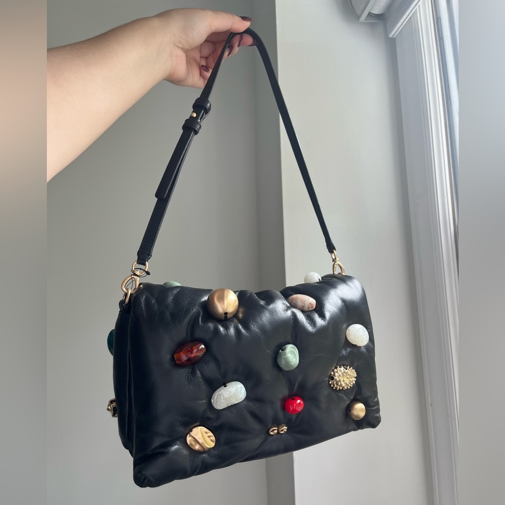 Cult Gaia Black Shoulder Bag with Multicolor Accents